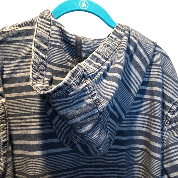 American Eagle Blue Striped Lightweight Hoodie with Buttons size XL Men’s - Picture 8 of 11